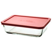 6 Cup Rectangular Kitchen Storage Container with Red Lid