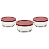 6 Piece Round Kitchen Storage Container Set with Red Lids