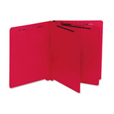Six-Section End Tab Classification Folders, Pressboard, Letter, 25/Box, Red