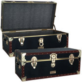 1828 Trunk in Black with Tan Binding