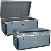 Classic Silver Trunk with FullTray with Black Binding