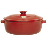 Red 6 1/3-Qt. Flame Oval Glossy Stew Pot