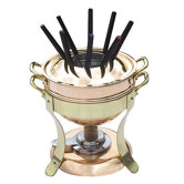 M'tradition Cupretam Tinned Copper Fondue Set with Bronze Handles