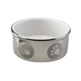 Paw Print Titanium Dog Dish
