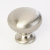 Round Cabinet Knob with Cylindrical Base in Satin Nickel