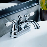Leland Centerset Bathroom Faucet with Double Porcelain Lever Handles