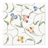 English Trellis Decorative Field Tile with Light Floral Pattern