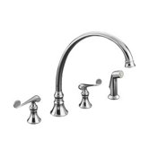Revival Two Handle Widespread Kitchen Sink Faucet with 11-13/16" Spout, Side Spray and Scroll Lever Handles