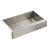 Vault Single Basin Stainless Steel Sink with Shortened Apron Front for 36" Cabinet