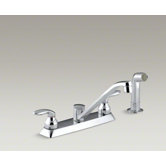 Coralais Kitchen Sink Faucet with Sculptured Acrylic Handles, 7.63" Swing Spout and Sidespray