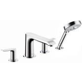 Metris Double Handle Deck Mount Roman Tub Filler Trim with Handshower