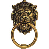 Brass Lion Door Knocker in Light Antique Brass