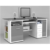 Computer Schreibtisch "Ben" in Wei&szlig; / Grau