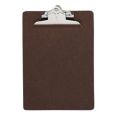 Hardboard Clipboard, Nickel-Plated Clip, Brown