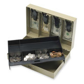 Combination Lock Cash Box, Steel, 11-1/2"x7-3/4"x3-1/4", Gray