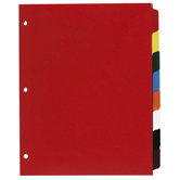 Non-Insertable Poly Indexes, 3-HP, 5-Tab, 11"x8-1/2", Multicolor