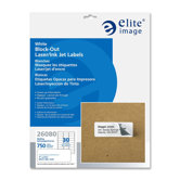 Block-out Label, Permanent Adhesive, White, 1"x2-3/5", 750 per Pack