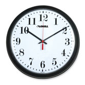 +13-3/4" Round Quartz Wall Clock, Black