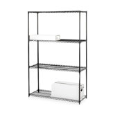 4-Tier Industrial Wire Shelving Starter Unit,, 48" x 18" x 72", Black