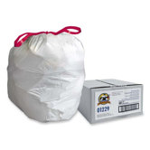White Flex Drawstring Trash Liners , White