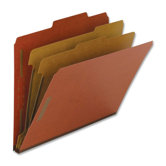Classification Folders, Letter, 2 Partitions, 10/BX, Red