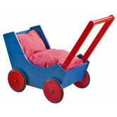 Doll Pram In Red / Blue