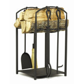 Mission Wrought Iron Log Holder with Tools