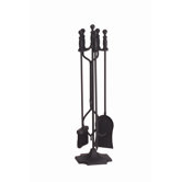 4 Piece Ball Handle Iron Fireplace Tool Set