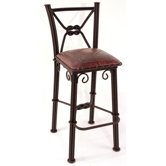 Western Iron Counter Stool with Back in Antique Red