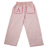 Bon Bon Corduroy Pant with Rick Rack Pocket in Light Pink with Hot Pink Trim