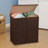 Double Hamper in Coffee Linen with Lid