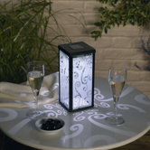 Frosted Scroll Square Solar Lantern