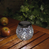Glass Mosaic Solar Tea Light Obsidian Black Mirror