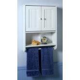 Wall Cabinet with Full Width Towel Bar in White