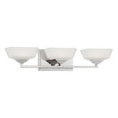 Clean Three Light Bath Vanity in Polished Nickel
