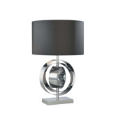 Lamps Portable Table Lamp in Chrome with Black Fabric Shade
