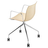 Catifa 46 Arm Chair with Castors Wood Seat
