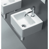 Area Boutique Ice Small Square Ceramic Bathroom Sink in White with Optional Towel Bar