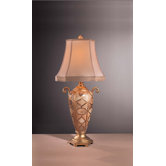 Casual  Table Lamp in Travertine with Gold