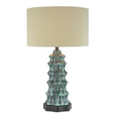 Accent Table Lamp in Turquoise with Dark Blue Wash