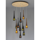 Fusion Jack Eleven Port Wood Round Canopy in Satin Nickel