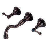 Opulence Wall Mounted Bathroom Sink Faucet with Double Lever Handles