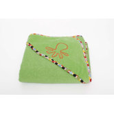 Plush Hooded Towel in Green Apple Terry with Mod Dot Trim