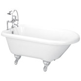 60" Roll Top Acrylic Clawfoot Bath Tub with Rim Holes