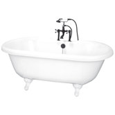 72" Dual Acrylic Clawfoot Bath Tub with Rim Holes