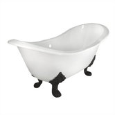 Double Slipper Clawfoot Bath Tub with Rim Holes and Lion Paw Feet