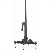 Wall Mount Gooseneck Tub Faucet with Porcelain Lever Handles