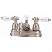 Centerset Bathroom Faucet with Hot And Cold Porcelain Lever Handles