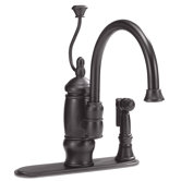 Deck Mount One Handle Centerset Kitchen Faucet with Spiral Handle and Attached Side Spray