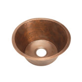Large Round Copper Kitchen Sink with Flat Bottom and Drain Option